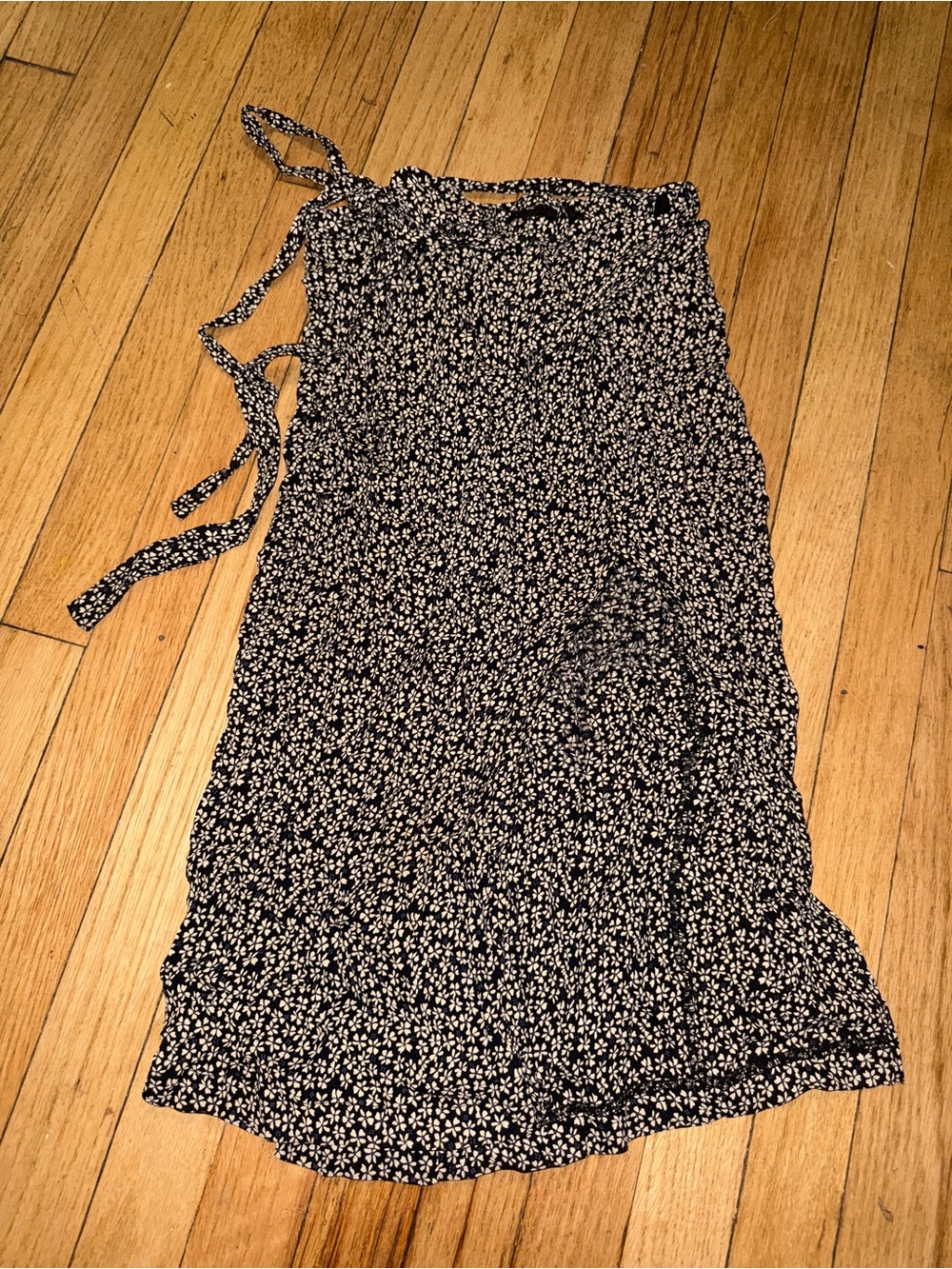 Reformation Black and White Floral Midi Wrap Skirt